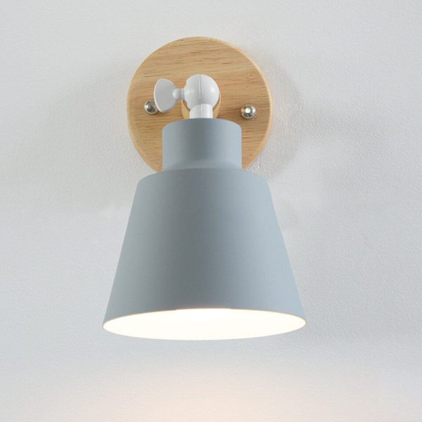 Nordic Minimalist Macaron Solid Color Rotatable Wood 1-Light Wall Sconce Lamp - Image 3