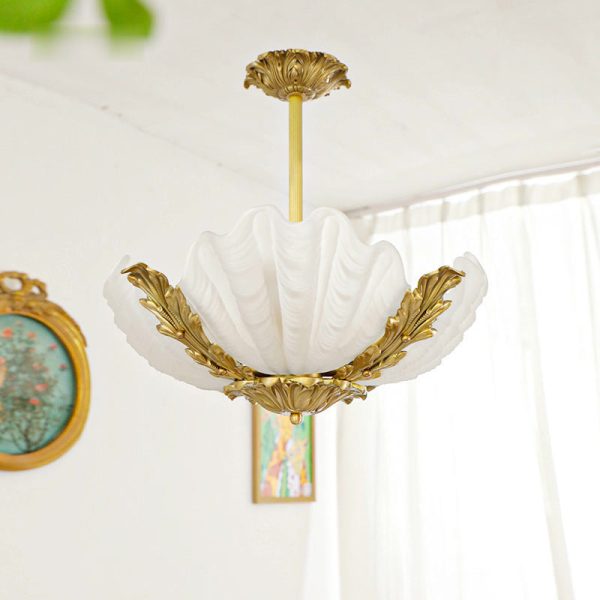 Modern Art Deco Shell Shape Brass Finish Frame 3/4-Light Chandelier for Living Room - Image 12
