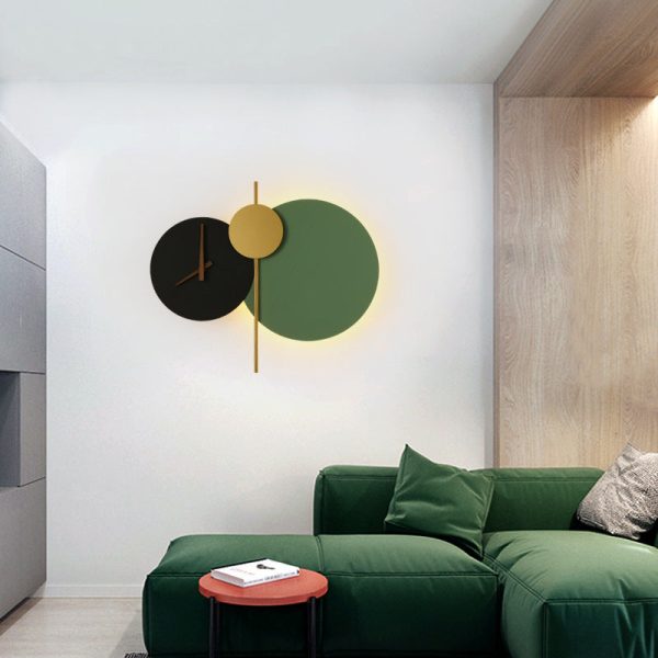 Modern Minimalist Round Iron Acrylic LED Clock Wall Sconce Lamp - Image 9