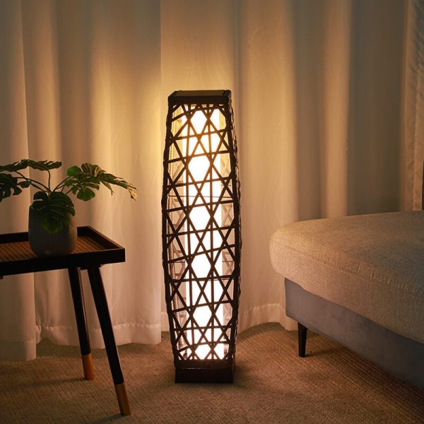 Modern Minimalist Solar Quartet Iron Rattan Woven LED Standing Floor Lamp For Outdoor Patio - Image 7