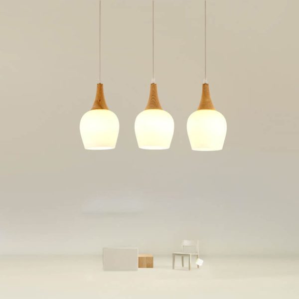 Nordic Solid Wood Glass White Bottle Island Light 1/3 Light Chandelier - Image 7