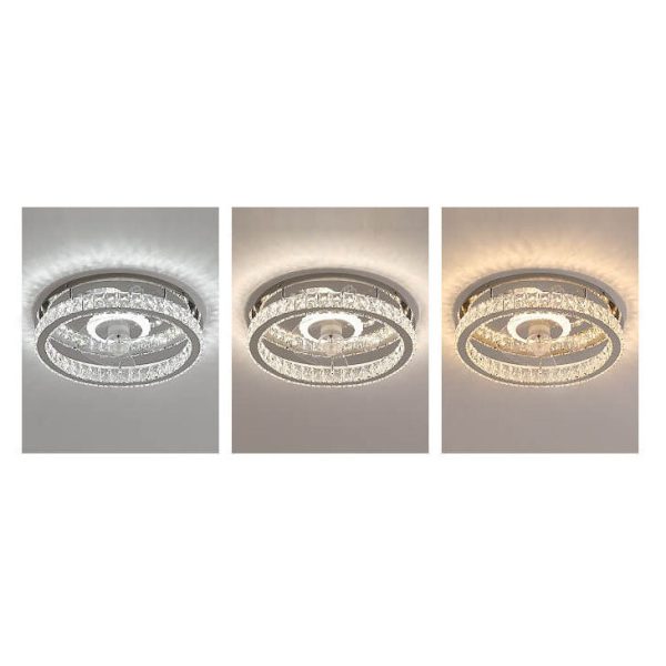 Modern Luxury Crystal Stainless Steel LED Flush Mount Ceiling Fan Light - Image 17