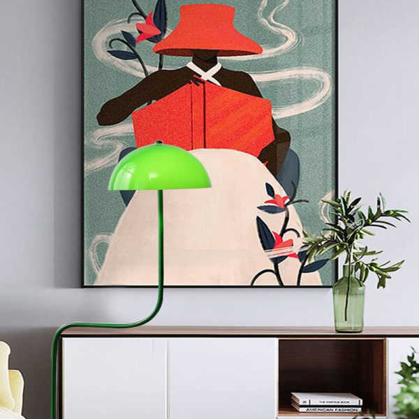 Contemporary Scandinavian Iron Glass Dome Liftable 1-Light Standing Floor Lamp For Study - Image 11