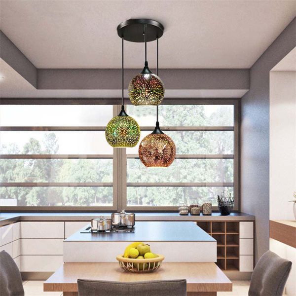 Modern Creative 3D Colorful Fireworks Glass Dome 2/3 Light Island Light Chandelier - Image 4