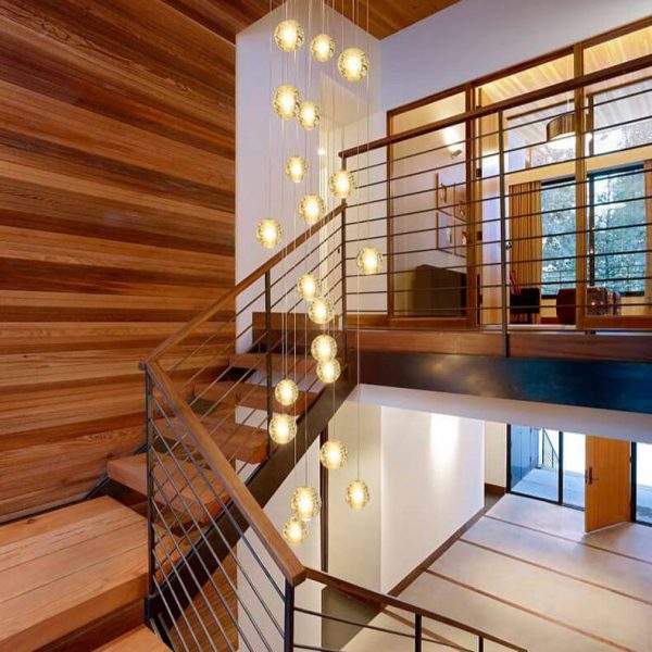 Modern Luxury Staircase Crystal Orb Ball Shade LED Loft Chandelier - Image 3