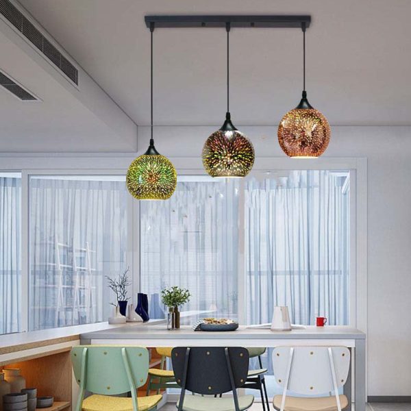 Modern Creative 3D Colorful Fireworks Glass Dome 2/3 Light Island Light Chandelier - Image 5