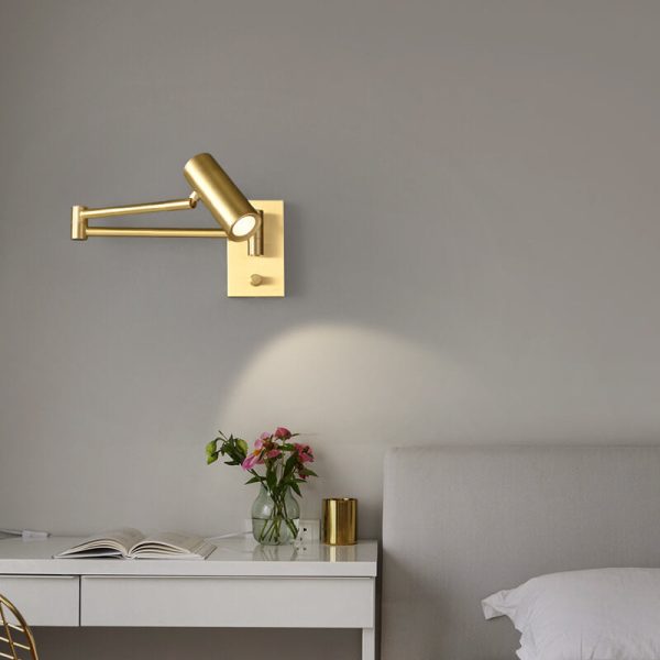 Nordic Luxury Copper Rotatable Eye Protection Reading LED Wall Sconce Lamp - Image 14