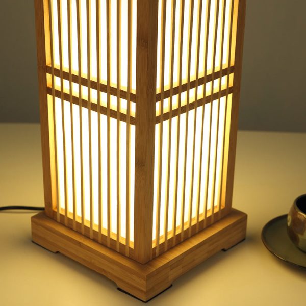 Japanese Minimalist Wooden Square Column 1-Light Table Lamp - Image 8