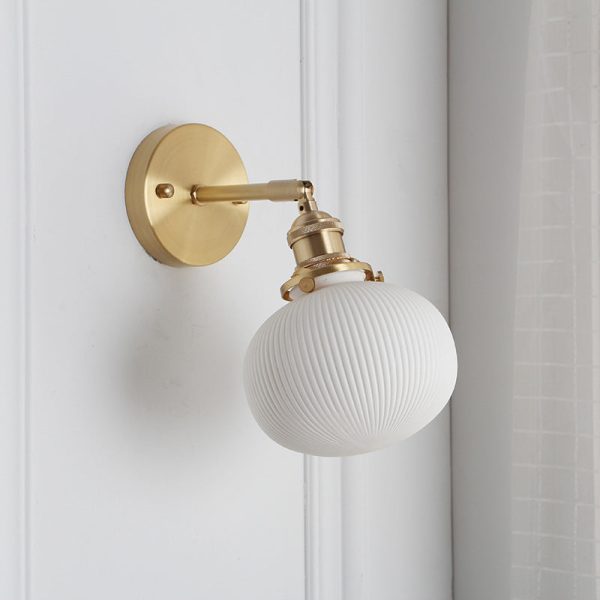 Japanese Retro Minimalist Cylinder Oval Brass Lucite 1-Light Wall Sconce Lamp - Image 15