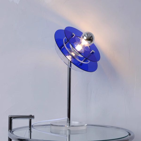 Modern Mid-Century Round Flying Saucer Iron Acrylic 1-Light Table Lamp For Bedroom - Image 8