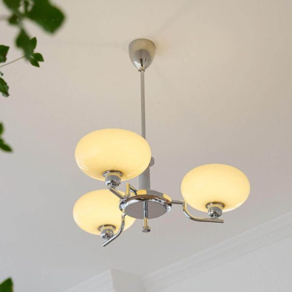 Nordic Vintage Milk White Glass Dome Chrome 3/5 Light Chandelier - Image 11