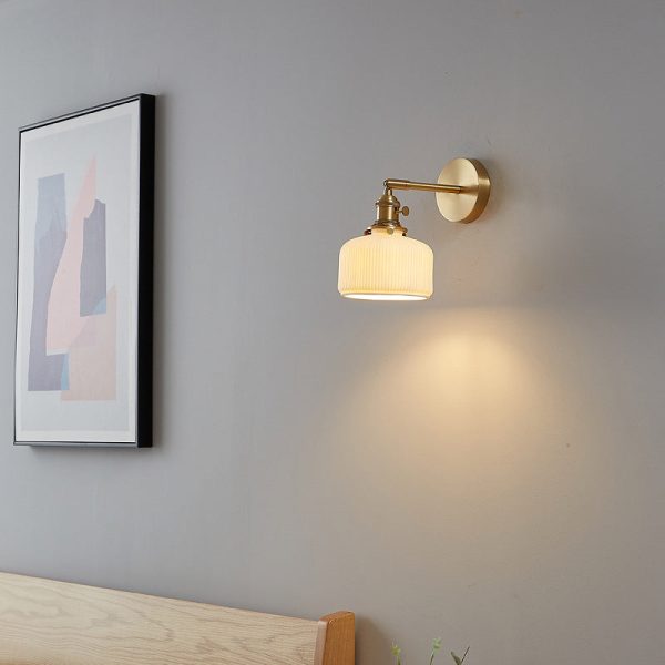 Modern Minimalist Striped Ceramic Jar 1-Light Wall Sconce Lamp - Image 6