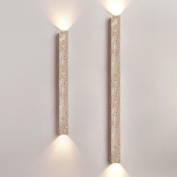 Traditional Japanese Long Strip Yellow Travertine 2-Lights For Hallway - Image 14