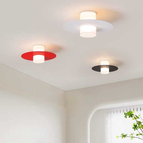 Modern Minimalist Cylindrical Disc Iron Acrylic LED Semi-Flush Mount Ceiling Light