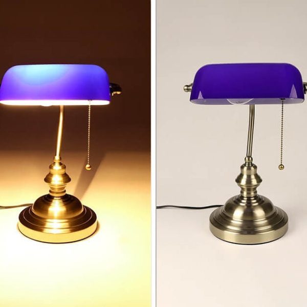 Retro Colored Glass Metal Base 1-Light Zipper Table Lamp - Image 5