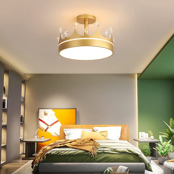 Cartoon Creative Crown LED Kids Semi-Flush Mount Ceiling Light - Image 2