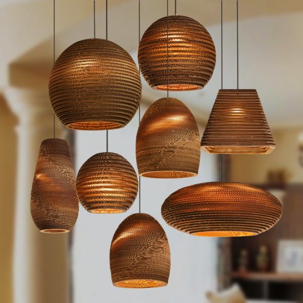 Contemporary Retro Paper Elliptic Spherical Bell Trapezoid Semicircle Polygonal 1-Light Pendant Light For Dining Room - Image 6