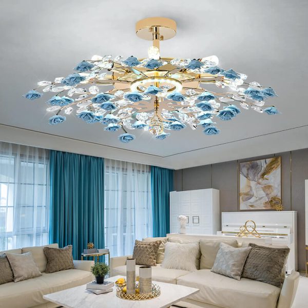 Modern Luxury Rose Iron Ceramic Crystal 6/7/8 Light Chandelier - Image 14