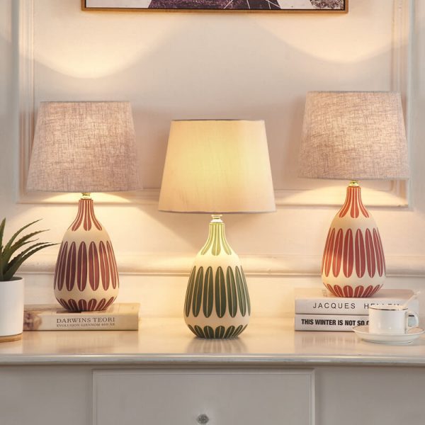 Nordic Vertical Pattern Ceramic Fabric 1-Light Table Lamp - Image 2