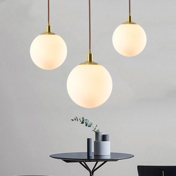 Nordic Minimalist Milky White Glass Ball 1-Light Pendant Light - Image 23