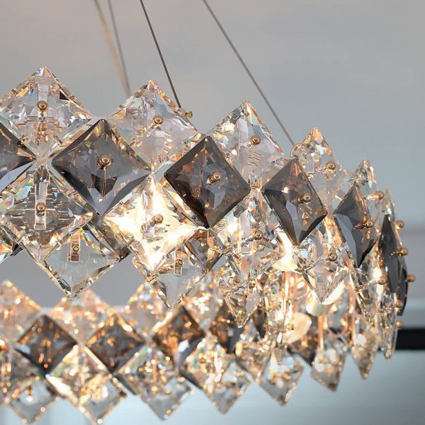 Contemporary Luxury Crystal Diamond Circle Plated Hardware 5/6/7/8/10/14 Light Chandelier For Living Room - Image 13