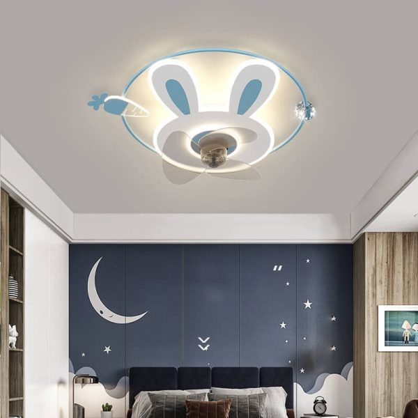 Cartoon Creative Bunny Carrot LED Flush Mount Ceiling Fan Light - Image 13