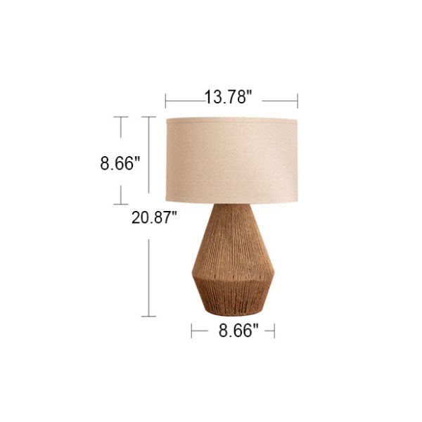 Japanese Vintage Hemp Rope Weaving Base Fabric 1-Light Table Lamp - Image 4