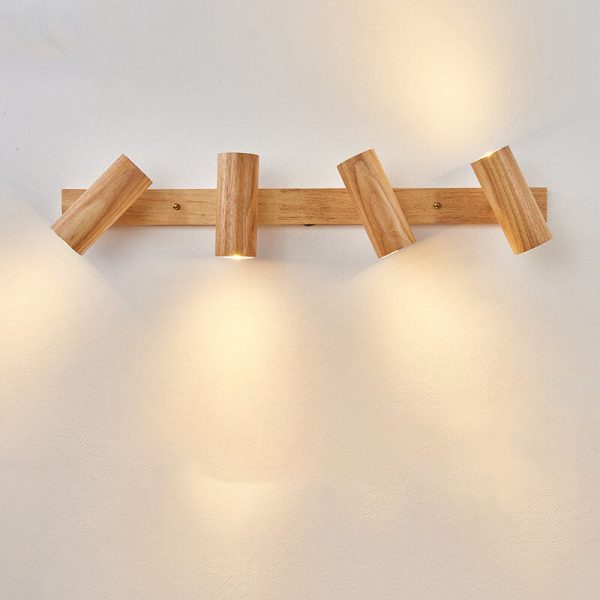 Japanese Minimalist Solid Wood Spotlight Track 1/3/4 Light Flush Mount Ceiling Light - Image 7