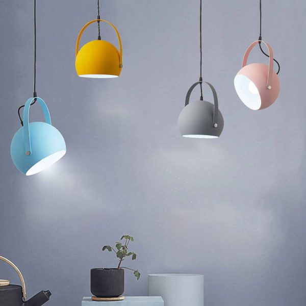 Nordic Macaron Aluminum Semicircle 1-Light Pendant Light - Image 3