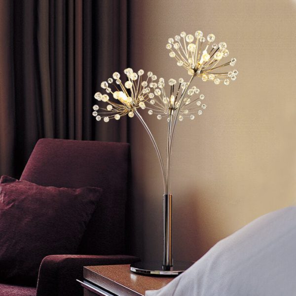 Nordic Creative Dandelion Crystal Bead Iron  3-Light Table Lamp - Image 3