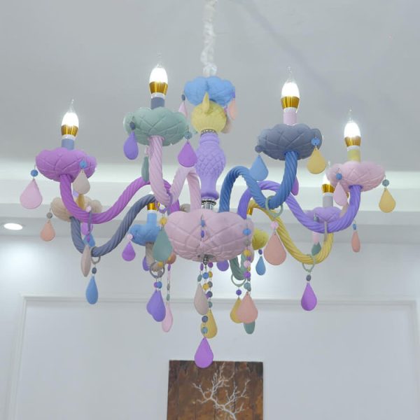 Modern Children's Princess Macaroon Candelabra Crystal Glass 5/6/8/10/12/15 Light Chandelier - Image 18