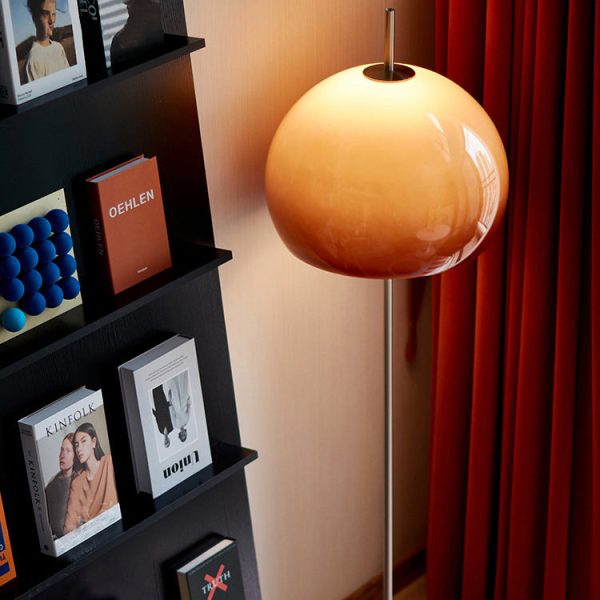 Contemporary Retro Mushroom Hardware Glass 2-Light Standing Floor Lamp For Living Room - Image 3