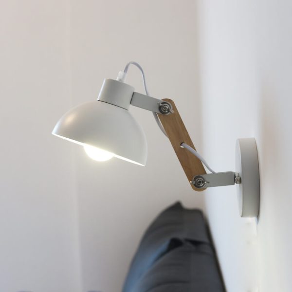 Modern Nordic Iron Semicircle Adjustable Wooden Lamp Arm 1-Light Wall Sconce Lamp - Image 5