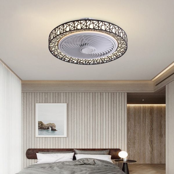 Modern Luxury Round Lace LED Flush Mount Ceiling Fan Light - Image 12