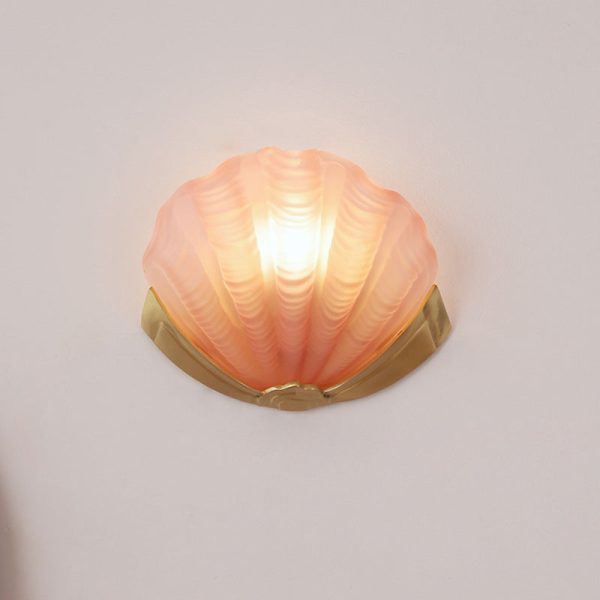 Modern Art Deco Shell Brass Glass 1-Light Wall Sconce Lamp For Living Room - Image 17