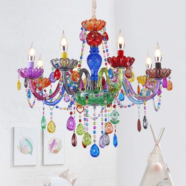 Modern Luxury Crown Iron Glass Crystal 6/8 Light Chandelier For Dining Room