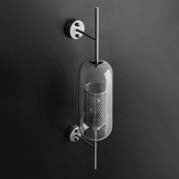 Contemporary Industrial Cylinder Glass Shade Iron Finish Frame 1-Light Wall Sconce Lamp For Bedroom - Image 9