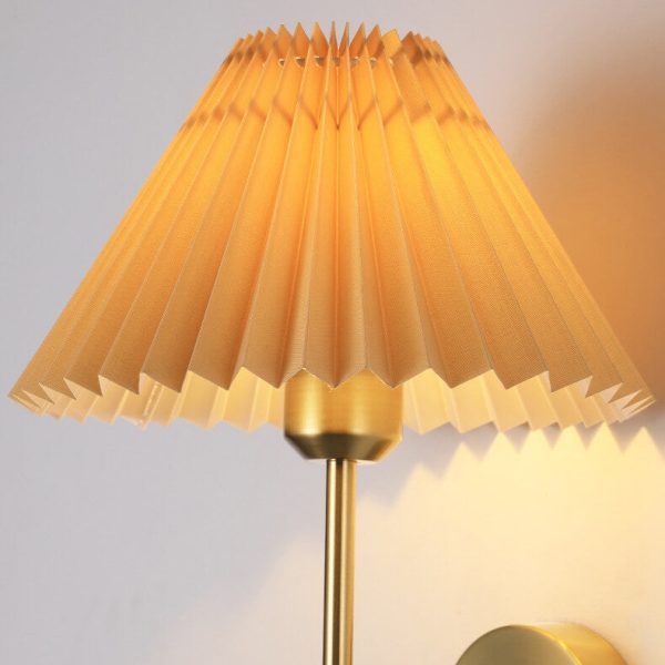 Vintage Pleated Fabric Shade Straight Arm 1-Light Wall Sconce Lamp - Image 5