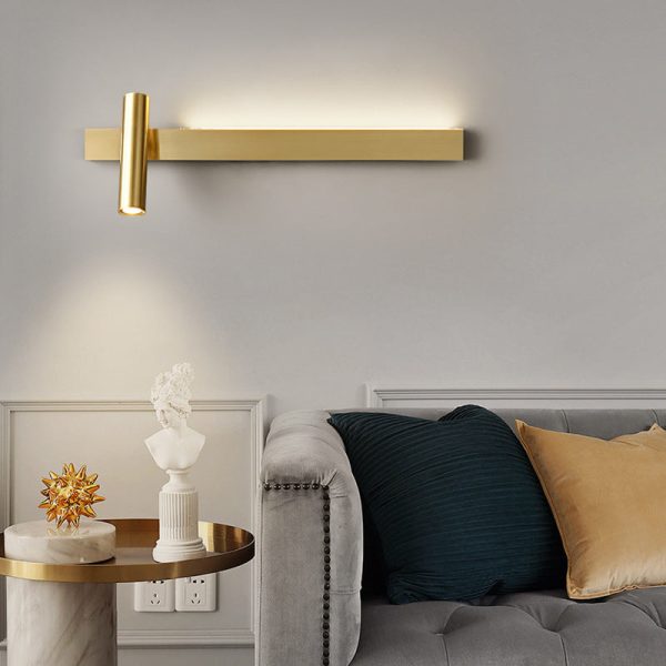 Modern Luxury Rectangle Cylinder Full Copper LED Wall Sconce Lamp For Bedroom - Image 3