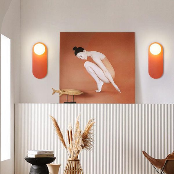 Nordic Minimalist Glass Orange Ring Base 1-Light Wall Sconce Lamp - Image 11