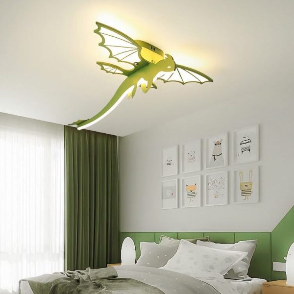 Contemporary Creative Acrylic Cartoon Dinosaur LED Semi-Flush Mount Ceiling Light For Bedroom - Image 5