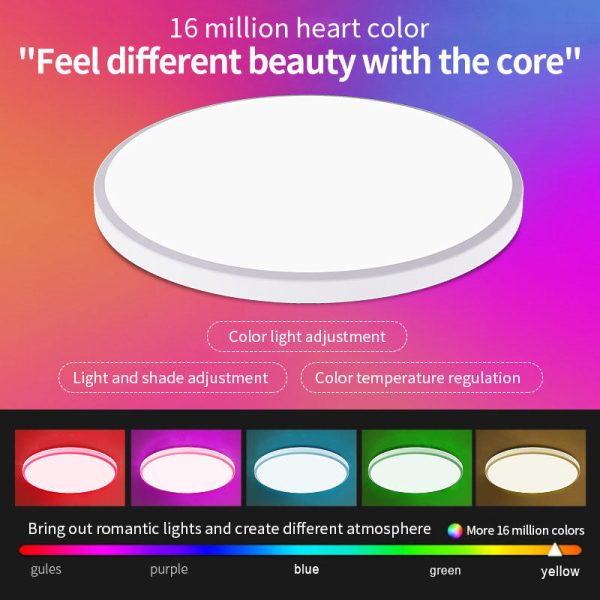 RGB Round Remote Control Dimming Atmosphere LED Flush Mount Ceiling Light - Image 4