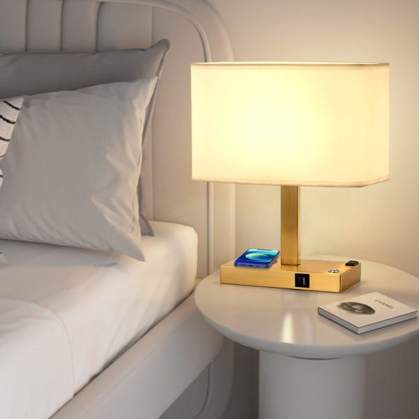 Modern Minimalist Rectangular Cloth Iron 1-Light Table Lamp For Living Room - Image 2