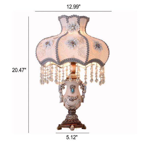 European Court Light Purple Fabric Tassel 1-Light Table Lamp - Image 10
