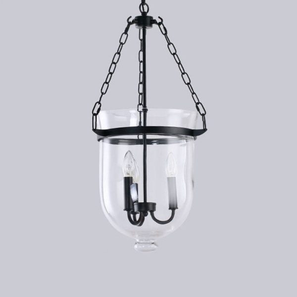 Traditional Rustic Round Glass Bucket Iron Candelabra 3-Light Chandelier For Living Room - Image 23