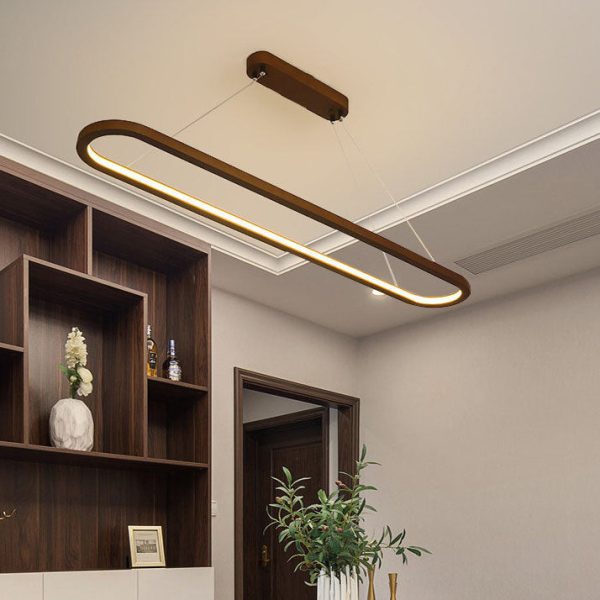 Modern Chinese Solid Wood Round Ring Frame Island Light LED Chandelier - Image 23
