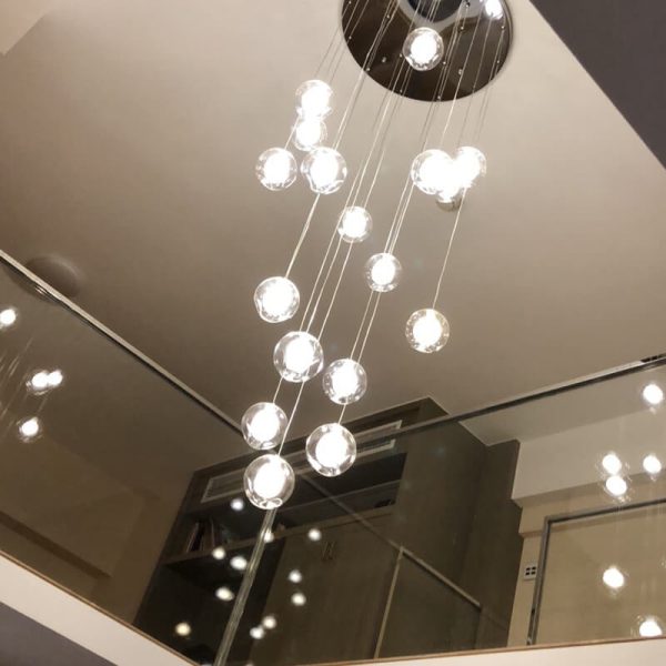 Modern Luxury Staircase Crystal Orb Ball Shade LED Loft Chandelier - Image 31