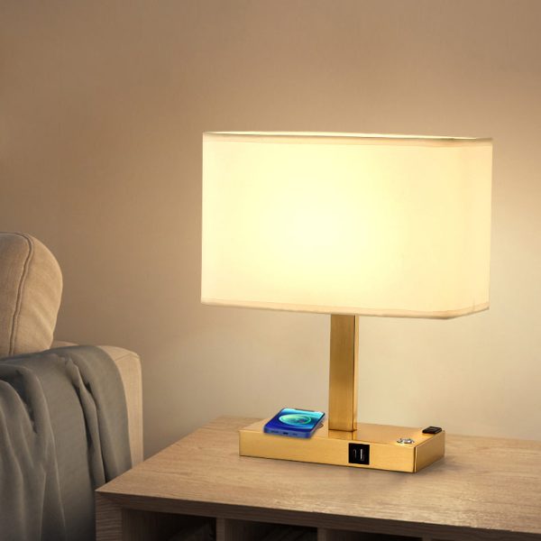 Modern Minimalist Rectangular Cloth Iron 1-Light Table Lamp For Living Room - Image 8