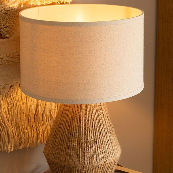 Japanese Vintage Hemp Rope Weaving Base Fabric 1-Light Table Lamp - Image 7