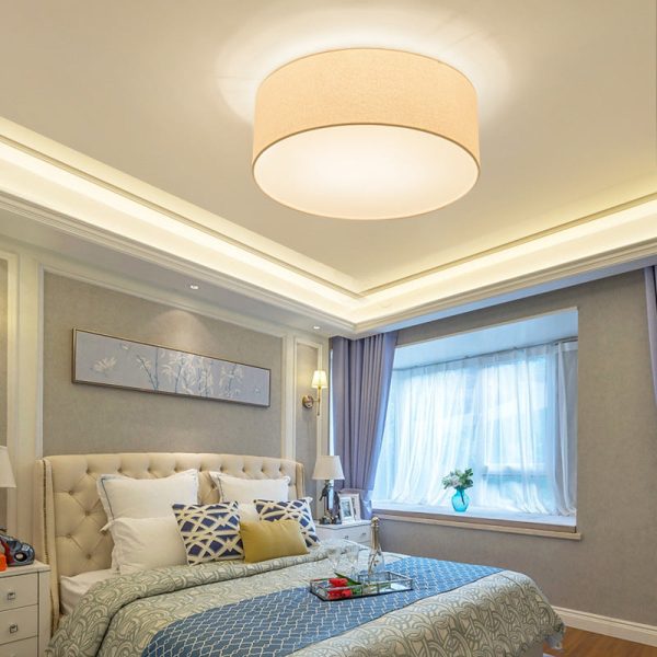 Nordic Minimalist Round Drum Fabric 3/5 Light Flush Mount Ceiling Light - Image 8